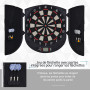 HOMCOM Cible Jeu de fléchettes électronique refermable 26 Jeux jusqu'à 8 Joueurs Affichage LCD Haut-Parleur Noir