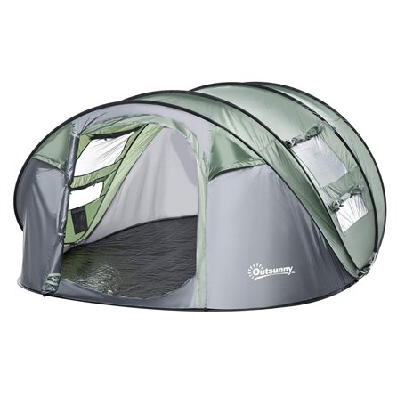 Outsunny Tente de Camping 4-5 Personnes Montage instantanée Pop-up 2 Portes enroulables 4 fenêtres dim. 2