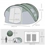 Outsunny Tente de Camping 4-5 Personnes Montage instantanée Pop-up 2 Portes enroulables 4 fenêtres dim. 2,63L x 2,2l x 1,23H m F