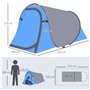 Outsunny Tente Pop up Montage instantané - Tente de Camping 2 pers. - 1 Porte + 2 fenêtres - dim. 2,2L x 1,08l x 1,1H m - Fibre 
