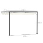 Outsunny Pergola adossable Retractable dim. 3L x 3l x 2,3H m pavillon de Jardin Toile Polyester Haute densité crème Structure mé