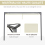 Outsunny Pergola adossable Retractable dim. 3L x 3l x 2,3H m pavillon de Jardin Toile Polyester Haute densité crème Structure mé