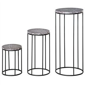Outsunny Support Pots de Fleurs 3 pièces - Lot de 3 étagères à Fleurs - Portes Plantes empilables - métal époxy Plateaux Aspect