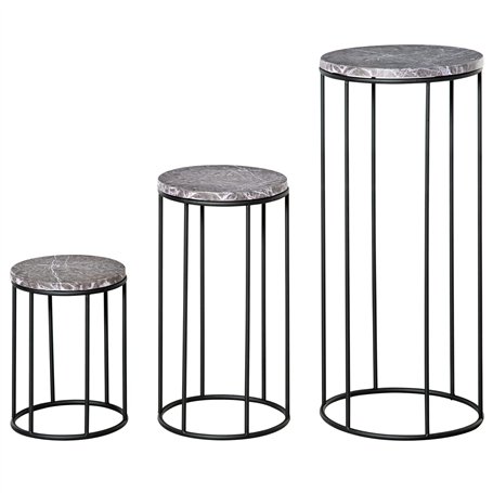 Outsunny Support Pots de Fleurs 3 pièces - Lot de 3 étagères à Fleurs - Portes Plantes empilables - métal époxy Plateaux Aspect