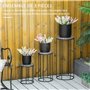 Outsunny Support Pots de Fleurs 3 pièces - Lot de 3 étagères à Fleurs - Portes Plantes empilables - métal époxy Plateaux Aspect 