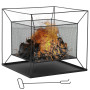 Outsunny Brasero cheminée Foyer extérieur carré avec tisonnier métal dim. 45L x 45l x 43H cm Noir