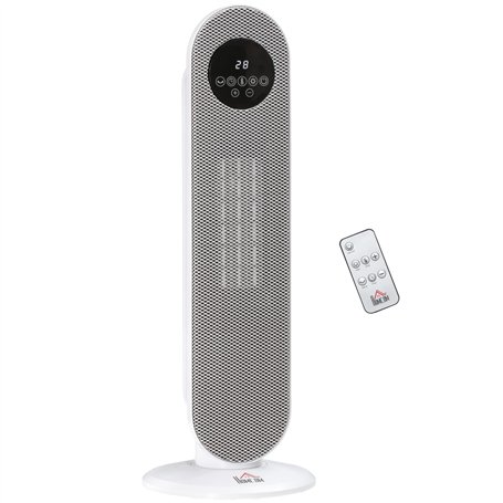 HOMCOM Chauffage d'appoint Radiateur soufflant Radiateur céramique oscillant 15-40°C avec Télécommande 1300/2000W