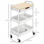HOMCOM Desserte de Cuisine Chariot de Service 2 étagères tiroir Plateau Aspect Bois Clair Acier PP Blanc