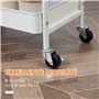 HOMCOM Desserte de Cuisine Chariot de Service 2 étagères tiroir Plateau Aspect Bois Clair Acier PP Blanc