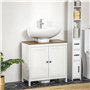 kleankin Meuble sous lavabo Salle de Bain Meuble sous évier - Placard 2 Portes avec étagère - 60 x 30 x 60 cm - Blanc et Aspect 
