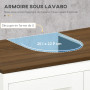 kleankin Meuble sous lavabo Salle de Bain Meuble sous évier - Placard 2 Portes avec étagère - 60 x 30 x 60 cm - Blanc et Aspect 