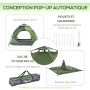 Outsunny Tente de Camping Tente Pop up légère 2-3 pers. - 2 Grandes Portes - 210 x 210 x 140 cm Fibre Verre Polyester