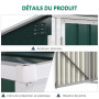 Outsunny Abri Cache Poubelle Double avec Deux Portes et Ouverture Dessus en Acier galvanisé - 178,5 x 104,5 x 128,5/113 cm Vert