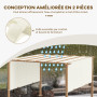 Outsunny Toile de Rechange pergola rétractable de 5 x 2,4 m pour pergola de 3 x 3 m - Tissu Polyester - Beige