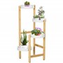 Outsunny Support pour plantes piédestal étagère à fleurs avec 4 niveaux étagères rondes en bambou et métal pour extérieur intéri