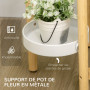 Outsunny Support pour plantes piédestal étagère à fleurs avec 4 niveaux étagères rondes en bambou et métal pour extérieur intéri