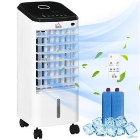 HOMCOM Climatiseur refroidisseur d'air ventilateur humidificateur 3 en 1 sur roulettes télécommande 3 modes 3 vitesses minuterie