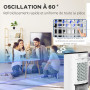 HOMCOM Climatiseur refroidisseur d'air ventilateur humidificateur 3 en 1 sur roulettes télécommande 3 modes 3 vitesses minuterie