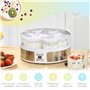 HOMCOM Yaourtière 7 pots en verre de 180ml, machine à yaourt électrique en acier inoxydable avec minuterie, thermostat réglable 