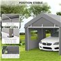 Outsunny Tente Garage carport dim. 6L x 2,95l x 2,78H m Acier galvanisé Robuste PE Haute densité 160 g/m² imperméable Anti-UV, 2