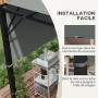 Outsunny Lot de 2 Toiles de Rechange pergola rétractable de 4,9 x 1,2 m pour pergola de 3 x 3 m Tissu Polyester Protection UV Gr