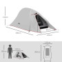 Outsunny Tente de Camping avec Double Toit 2000mm et Sac de Transport, Tente Tunnel étanche légère ventilée Facile à Monter, dim