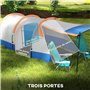 Outsunny Tente de Camping Tente Tunnel 2-3 Personnes avec Porche légère ventilée 3 Portes Sac de Transport Inclus Orange