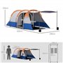 Outsunny Tente de Camping Tente Tunnel 2-3 Personnes avec Porche légère ventilée 3 Portes Sac de Transport Inclus Orange