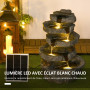 Outsunny Fontaine de Jardin à énergie Solaire Roche en Cascade à 5 Niveaux en résine avec lumières LED et Pompe dim. 38L x 31l x