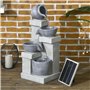 Outsunny Fontaine de Jardin à énergie Solaire Fontaine à Cascade en résine à 4 Niveaux avec lumières LED et Pompe dim. 30L x 26l