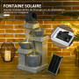 Outsunny Fontaine de Jardin à énergie Solaire Fontaine à Cascade en résine à 4 Niveaux avec lumières LED et Pompe dim. 30L x 26l