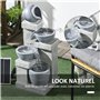Outsunny Fontaine de Jardin à énergie Solaire Fontaine à Cascade en résine à 4 Niveaux avec lumières LED et Pompe dim. 30L x 26l