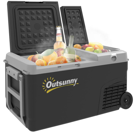 Outsunny Glacière électrique portable congélateur et réfrigérateur avec 2 zones - contenance 27 L