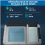 Outsunny Glacière électrique portable congélateur et réfrigérateur avec 2 zones - contenance 27 L, poignée et roulettes, 12/24 V