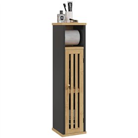 HOMCOM Meuble de Salle de Bain avec Support Papier Toilette - Rangement avec Barre Amovible - 2 Niveaux + Sortie Papier MDF Noir