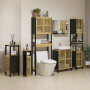 HOMCOM Meuble de Salle de Bain avec Support Papier Toilette - Rangement avec Barre Amovible - 2 Niveaux + Sortie Papier MDF Noir