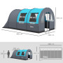 Outsunny Tente de Camping pour 5-6 Personnes Tente de Trekking légère ventilée étanche 3000 mm avec 2 Portes de Chambre et Sac d