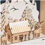 HOMCOM Calendrier de l'Avent LED, décorations de Noël en bois, 24 tiroirs à remplir, décoration lumineuse, villages, montagnes, 