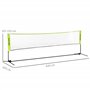 SPORTNOW Filet de Badminton, Filet Portable pour Volley-Ball, Pickleball et Tennis, Hauteur Ajustable de 107 à 155 cm, avec Sac 
