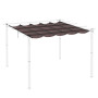 Outsunny Toile de Toit pour pergola tonnelle rétractable de 3 x 3 m - café
