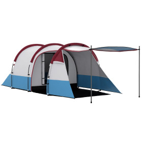 Outsunny Tente de Camping Tente Tunnel 2-3 Personnes avec Porche légère ventilée 3 Portes Sac de Transport Inclus Rouge