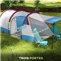 Outsunny Tente de Camping Tente Tunnel 2-3 Personnes avec Porche légère ventilée 3 Portes Sac de Transport Inclus Rouge