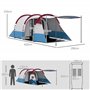 Outsunny Tente de Camping Tente Tunnel 2-3 Personnes avec Porche légère ventilée 3 Portes Sac de Transport Inclus Rouge