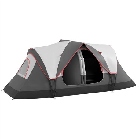 Outsunny Tente de Camping familiale 6-8 pers. Double Toit légère ventilée Facile à Monter - moustiquaire et Sac de tranport Incl