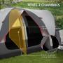 Outsunny Tente de Camping familiale 6-8 pers. Double Toit légère ventilée Facile à Monter - moustiquaire et Sac de tranport Incl