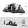Outsunny Tente de Camping familiale 6-8 pers. Double Toit légère ventilée Facile à Monter - moustiquaire et Sac de tranport Incl