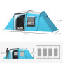 Outsunny Tente de Camping familiale pour 3-4 Personnes avec 2 Chambres, 4 fenêtres et 4 Portes, Sac de Transport, imperméable, 4