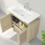 HOMCOM Meuble Salle de Bain sous lavabo à 2 Niveaux, Meuble sous lavabo avec Portes en résine tressée, Style bohème, Pieds en Bo