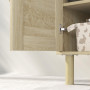 HOMCOM Meuble Salle de Bain sous lavabo à 2 Niveaux, Meuble sous lavabo avec Portes en résine tressée, Style bohème, Pieds en Bo