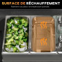 HOMCOM Chauffe-plats électrique en acier inoxydable 300 W capacité 2 x 2,4 L et 2 x 1 L avec plaque chauffante et couvercle, poi